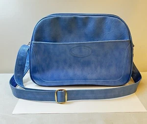 VTG 1970s SAMSONITE Sky Blue Soft Vinyl Overnight Carry On Shoulder Bag 16x12x6” - Picture 1 of 24