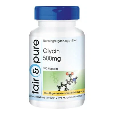 Glycin 500 mg 180 Kapseln, Aminosäure ohne Magnesiumstearat, VEGAN | fair & pure