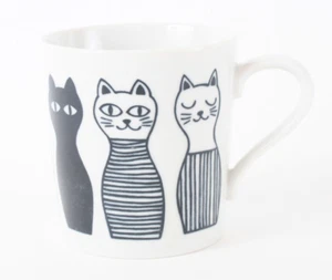 Mino Ware Japanese Ceramic Lightweight Mug Cup w/ Kokeshi Cat Design - Picture 1 of 8