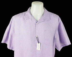 TOMMY BAHAMA Mens 100% LINEN Lilac/Purple S/S EVENING SHIRT - XL - 52" -RRP £109 - Picture 1 of 12