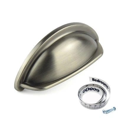 Pewter Cup Kitchen Cabinet Door Handles Cupboard Drawer Bedroom Furniture Pull - Image 1 of 4