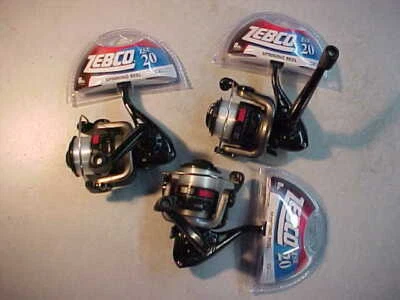 3 THREE NEW Zebco ZSE Spinning FISHING Reels ALL Size 20 FOR ROD with line ice