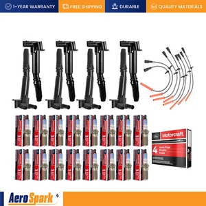 8 Ignition Coil & Wireset & 16 Motorcraft Spark Plug fit Ford F-150 250 350 6.2L - Picture 1 of 19