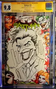 BATMAN #50 T KIRKHAM BLANK VARIANT Signed & Joker Sketch by Sajad Shah CGC 9.8 - Picture 1 of 2