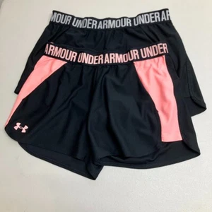 Under Armour Heat Gear Pantaloncini Donna Play Up Pocket 3" Nero/Rosa Taglia S (2) - Foto 1 di 7