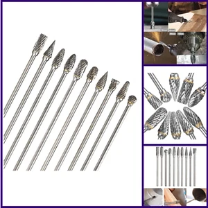 10pcs 1/8 Shank Long Double Cut Tungsten Carbide Burrs for Dremel Rotary - Picture 1 of 8