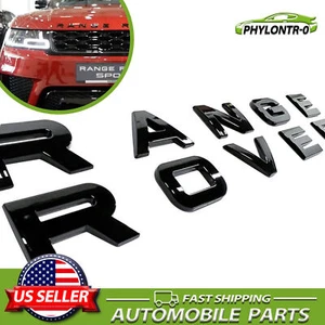 3D Gloss Black Front Hood Letter For RANGE ROVER Emblem Rear Liftgate Badge - Picture 1 of 8
