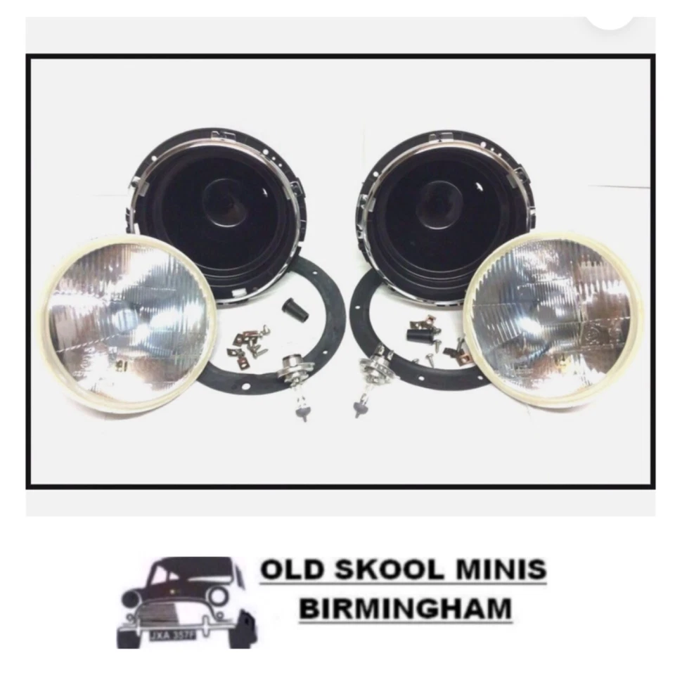 CLASSIC MINI HEADLIGHT & BOWL KIT 7" DOMED GLASS WITH PILOT COOPER AUSTIN MORRIS - Image 1 of 1