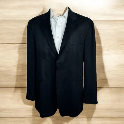 JF J Ferrar Sport Coat Jacket Blazer Mens 44L Solid Black Microfiber - Image 1 of 4