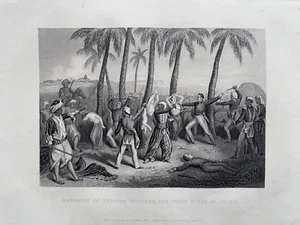 1859 Antique Print; Massacre of English Officers & their Wives at Jhansi, India - Picture 1 of 2