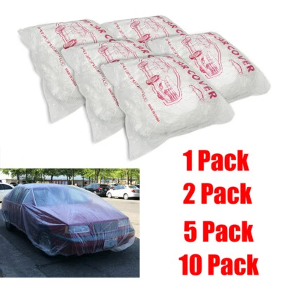 Clear Plastic Temporary Universal Disposable Car Cover Rain Dust Garage Cover US Foto 1 de 4