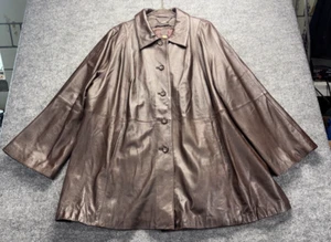 Wilsons Lederjacke Damen Größe 3X Braun Mantel Knopfleiste - Bild 1 von 12