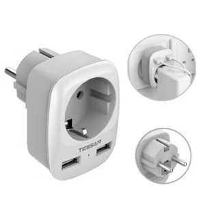 Doppelstecker Steckdosenadapter mit 1 Schuko Steckdose mit 2 USB Anschluss 4000W - Bild 1 von 8