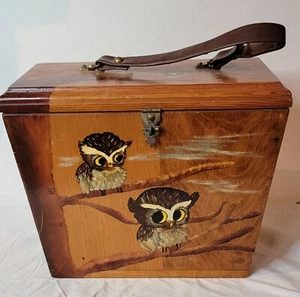 Cartera de colección MCM con mango superior de madera hecha a mano con búhos pintados forrados - Imagen 1 de 12