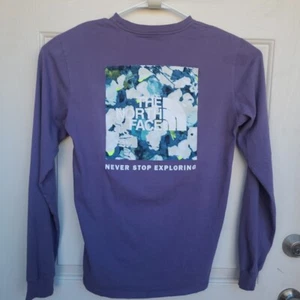Men's The North Face Long Sleeve -100% Cotton-Purple Hiking T-Shirt- Size S - Picture 1 of 9