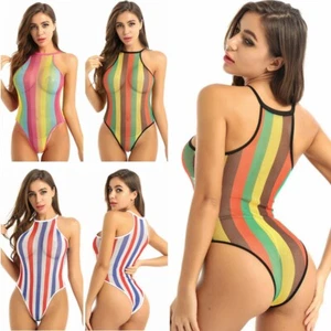 Mujer Red Body Traje de Baño Halter Cuello Monokini Leotardo Traje de Baño Lencería - Imagen 1 de 30