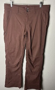 prAna Women Pants 10 Rust Brown Chino Bootcut Drawstring Mid Rise Hiking - Picture 1 of 4