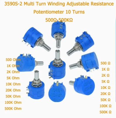 3590S-2 Multi Turn Winding Adjustable Resistance Potentiometer 10 Turns 500Ω 1KΩ - Image 1 of 4