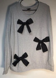 Halogen gray french terry Sweatshirt with bows Sz XXL Bin-N - Picture 1 of 4