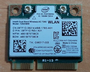 AU Dual Band Wireless Intel 7260HMW WiFi Card 2.4G/5Ghz 802.11AC MINI PCI-E 2x2 - Picture 1 of 1