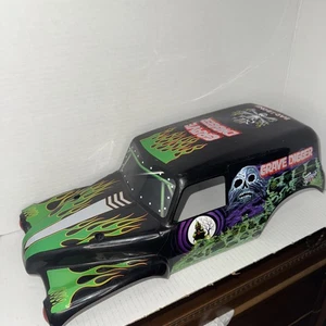 Monster Jam Grave Digger RC Body 1/6 Plastic Black , Working Red Front Lights. - Picture 1 of 10