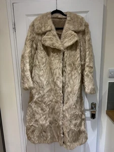 Langer hellbraun/cremefarbener echter Nerz Vintage Pelzmantel – UK-Größe 12–14 - Bild 1 von 15