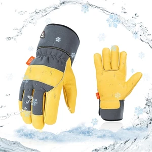 1Pair 0℃/32°F Guanti Da Lavoro Invernali in Pelle Bovina, Guanti Da Lavoro Di Si - Foto 1 di 12