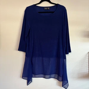 Travelers by Chico's Tunika Oberteil Damen Größe 1 Blau 3/4 Arm Chiffonsaum - Bild 1 von 4