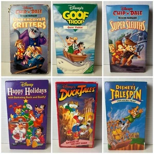 Disney Afternoon Cartoons 6 VHS Lot DuckTales Chip N Dale Talespin Goof Troop - Picture 1 of 15