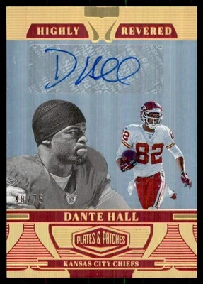 2023 Panini Plates & Patches Highly Revered Gold Dante Hall Auto 48/75 Kansas - Image 1 of 2