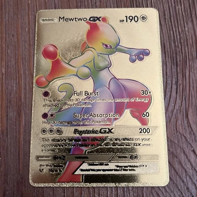 POKEMON ENGLISH RAINBOW MEWTWO GX ~ 76/73 ~SHINING LEGENDS FAN ART!  - Image 1 of 4