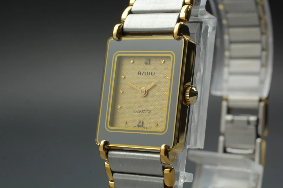 【 Near MINT 】 Rado Florence 204.3631.2 Gold 2 Stones Tank Womens Qz Watch JAPAN - Image 1 of 4