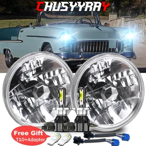 Pair 7" Inch Round LED Headlights Hi/LO Sealed Beam for Chevy Bel Air 1955-1957 - Foto 1 di 11