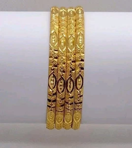 Ethnic Afgani Indian Golden Bangle Designer Set For Her Wedding Jewelry Party - Picture 1 of 6