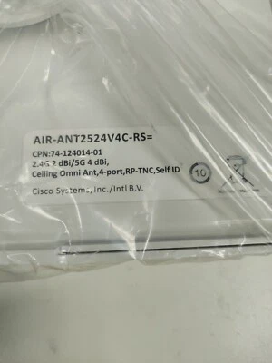 NEW Cisco AIR-ANT2524V4C-RS= Aironet Antenna 2.4GHz 2dBi 5GHz 4dBi Ant Self - Image 1 of 3