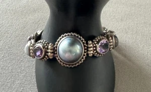 Pulsera de varias piedras vintage firmada por AF de plata esterlina 925 - Imagen 1 de 11