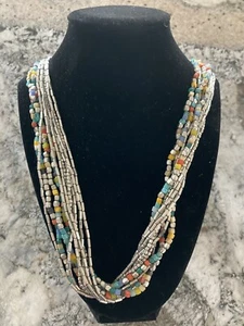 Kenneth Cole NY long SEED BEAD Multi Color Blue Yellow Strand Beaded Necklace - Picture 1 of 7