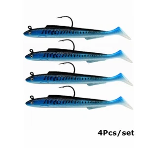 4Pcs 15cm 30g Soft Silicone T-tail Lead Head Fishing Lures Baits Eel Sea Bass - Picture 1 of 6