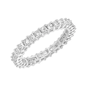 1.55Ct Princess Cut Lab Grown VS/FG Diamond Full Eternity Wedding Band 10K Gold - Picture 1 of 9