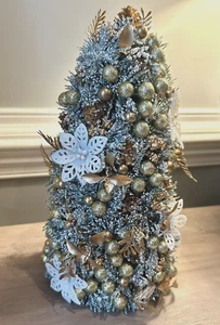 Salzburg Creations 12" Oro Brillo Flor Árbol Navidad Centro de Mesa Hermoso - Imagen 1 de 4