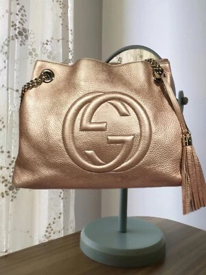 GUCCI Rose Gold Soho Leather Shoulder Tote Bag w tassel Exclusive Materials EUC - Image 1 of 4