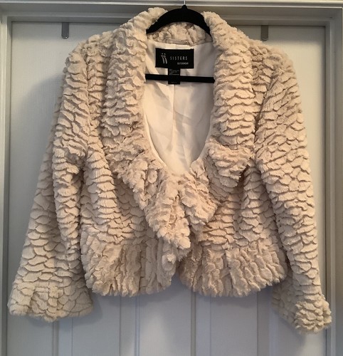 OFF WHITE Giacca Donna Sisters Outerwear Crema Beige Pelliccia Finta Cappotto Large