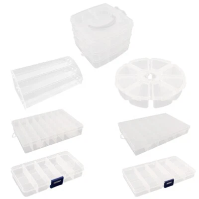 Transparent Plastic Storage Jewelry Box Compartment Adjustable Container - Image 1 of 4