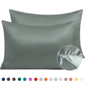 2 Satin Pillowcase Standard Queen King Ultra Soft for Hair and Skin Pillow Case - Picture 1 of 58