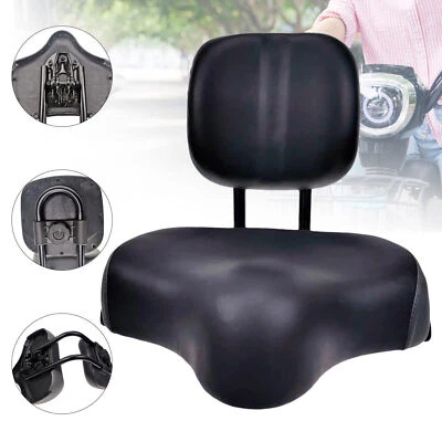 Black Wide Comfort Tricycle Bike Electric Bicycle Saddle Seat Pad with Back Rest - Image 1 of 4