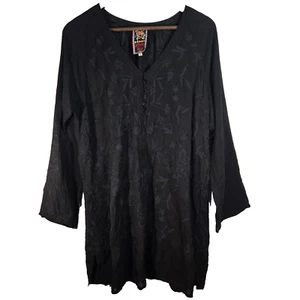 Johnny Was Black Embroidered Knee Length Dress Womens Medium - Picture 1 of 7