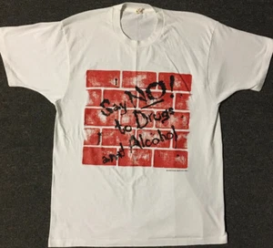 Vtg 80s Say No To Drugs & Alcohol Shirt S Weed Beer Graffiti Funny Grunge Punk - Picture 1 of 8