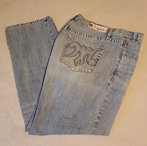 MEK Light Blue  denim Button Fly jeans mens Darthan Bootcut Size 40 x 34 - Picture 1 of 6