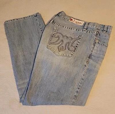 MEK Light Blue  denim Button Fly jeans mens Darthan Bootcut Size 40 x 34 - Image 1 of 4