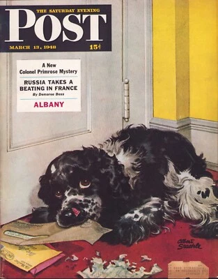 1948 MARCH 13 Butch Chews the Mail SATURDAY EVENING POST COVER ONLY #1 - Image 1 of 3